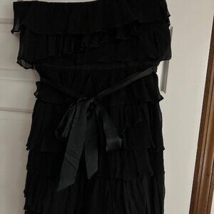 J.Crew Cocktail black ruffle strapless dress